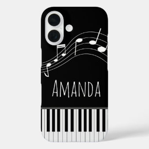 Funda iPhone 16 Teclado piano y notas musicales