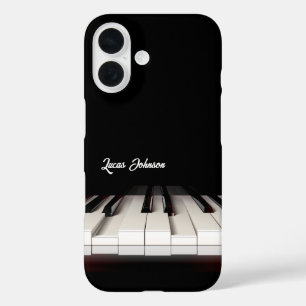 Funda iPhone 16 Teclas de piano en blanco y negro Regalos de fan