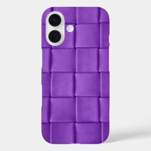 Funda iPhone 16 Tejido de encaje de cuero morado