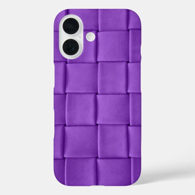 Funda iPhone 16 Tejido de encaje de cuero morado (Reverso )