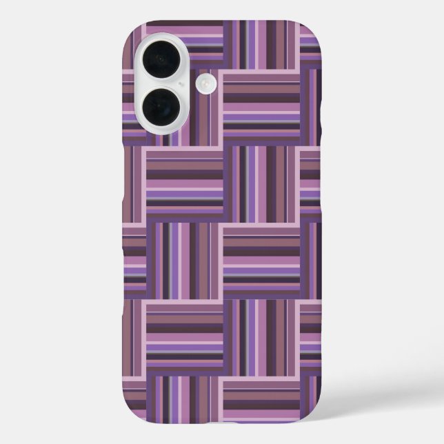 Funda iPhone 16 Tejido de rayas malvas (Reverso )