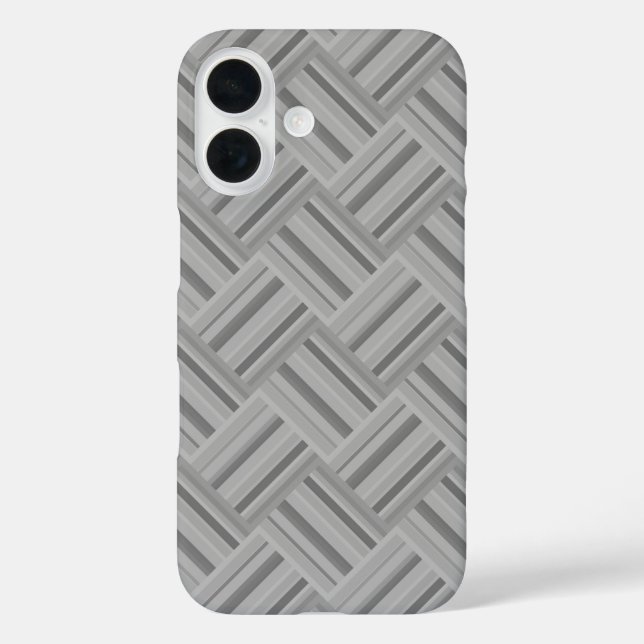 Funda iPhone 16 Tejido diagonal de rayas grises (Reverso )