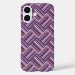 Funda iPhone 16 Tejido diagonal de rayas malvas