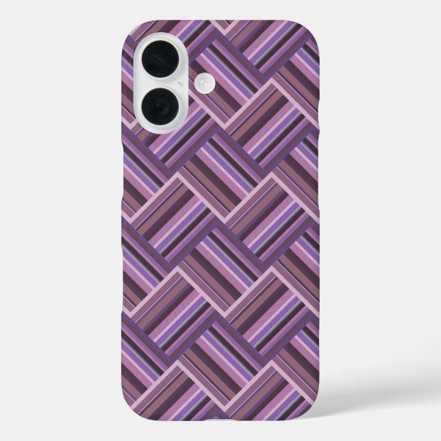 Funda iPhone 16 Tejido diagonal de rayas malvas (Reverso )