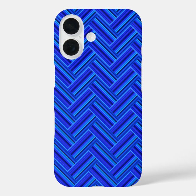 Funda iPhone 16 Tejidos de doble trama de franjas azules (Reverso )