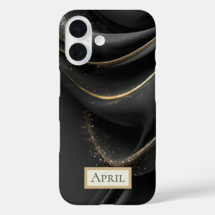 Funda iPhone 16 Tela negra con dorado brillante