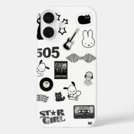 Funda iPhone 16 teléfono y2k blanco y negro