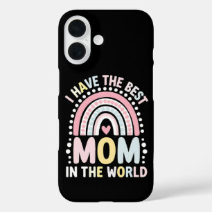 Funda iPhone 16 Tengo la mejor mamá del mundo Boho Arcoíris