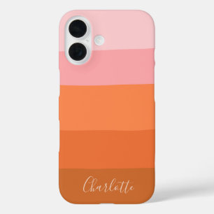 Funda iPhone 16 Terracota Rosa Atardecer Cálido Nombre Personaliza