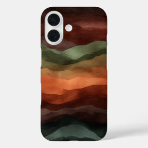Funda iPhone 16 Terracota Terrosa y Verde Bosque Abstracto