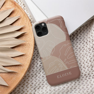 Funda iPhone 16 Terracotta ligera Boho Tropical Monstera Leaf
