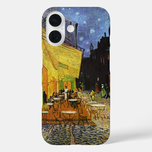 Funda iPhone 16 Terraza cafetería en Night Van Gogh (Reverso )