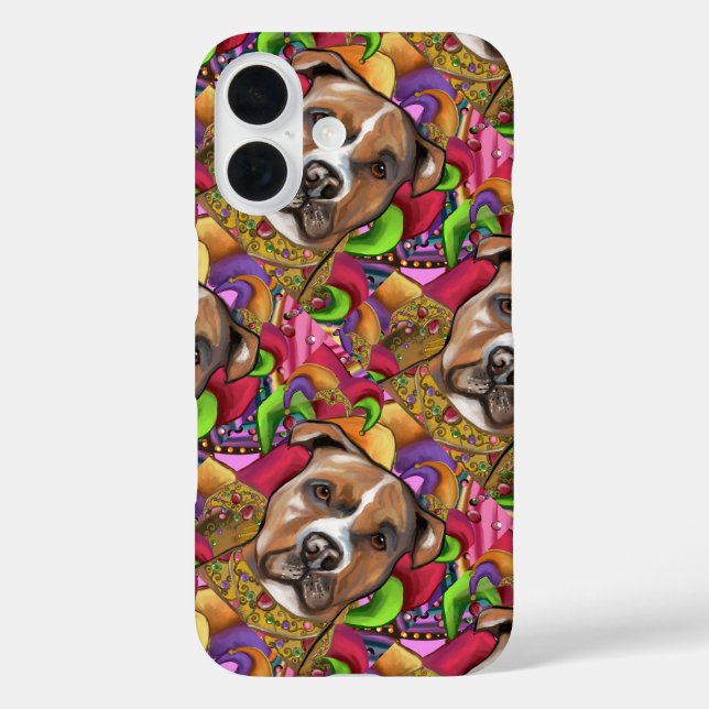 FUNDA iPhone 16 TERRIER STAFFORDSHIRE AMERICANO (Reverso )