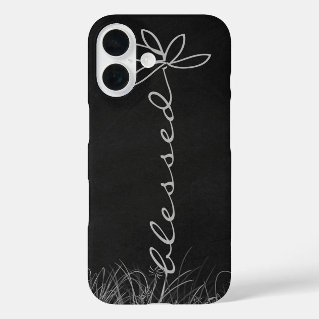Funda iPhone 16 texto bendito margarita en pizarra (Reverso )
