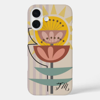 Funda iPhone 16 Texto moderno de flor y personalizado