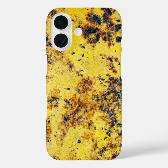 Funda iPhone 16 Textura abstracta de amarillo vibrante (Reverso )