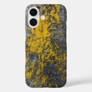 Funda iPhone 16 Textura de Piedra Mossy con acentos Amarillos