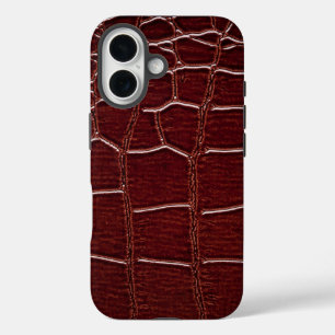 Funda iPhone 16 Textura moderna de cuero crocante de taupe