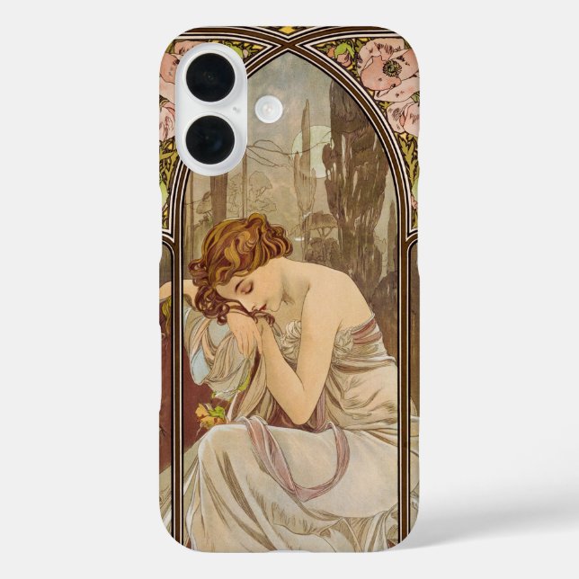 Funda iPhone 16 The Times of the Day, Night's Rest, 1899 de Mucha (Reverso )
