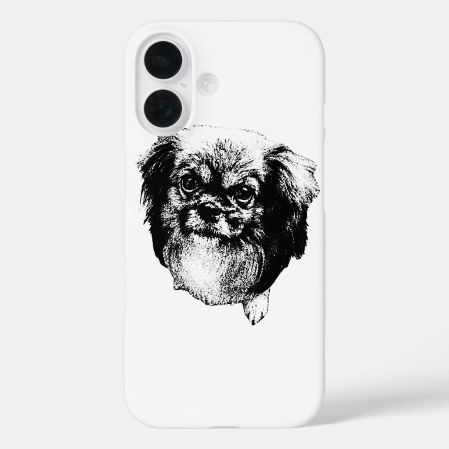 Funda iPhone 16 Tibetan Spaniel Dog Case – Ink Face Design (Reverso )