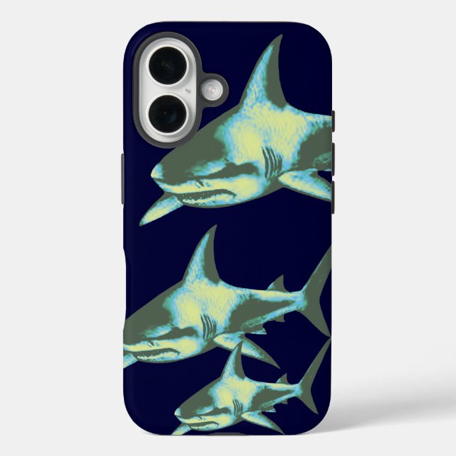 Funda iPhone 16 tiburón, animales salvajes (Reverso )