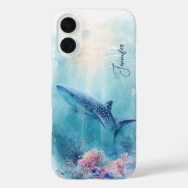 Funda iPhone 16 Tiburón Ballena Nombre Personalizado Océano Arreci