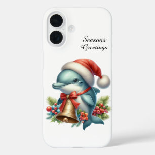 Funda iPhone 16 Tiburón de vacaciones de Navidad festivas personal