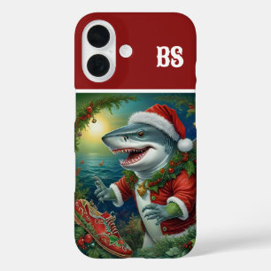 Funda iPhone 16 Tiburón navidad disfrazado - vibraciones costeras