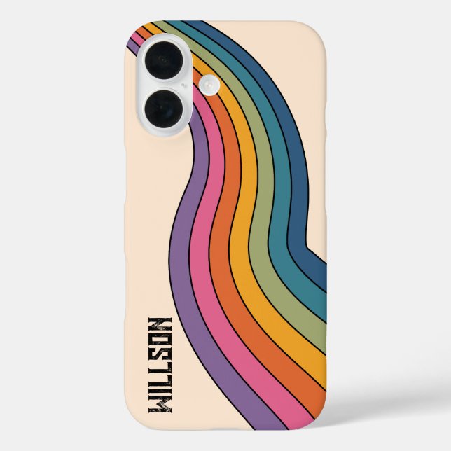 Funda iPhone 16 Tierras retro de los años 70 (Reverso )