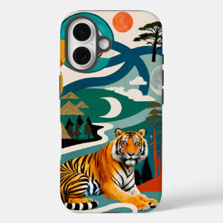 Funda iPhone 16 tigre brillante de cinco colores