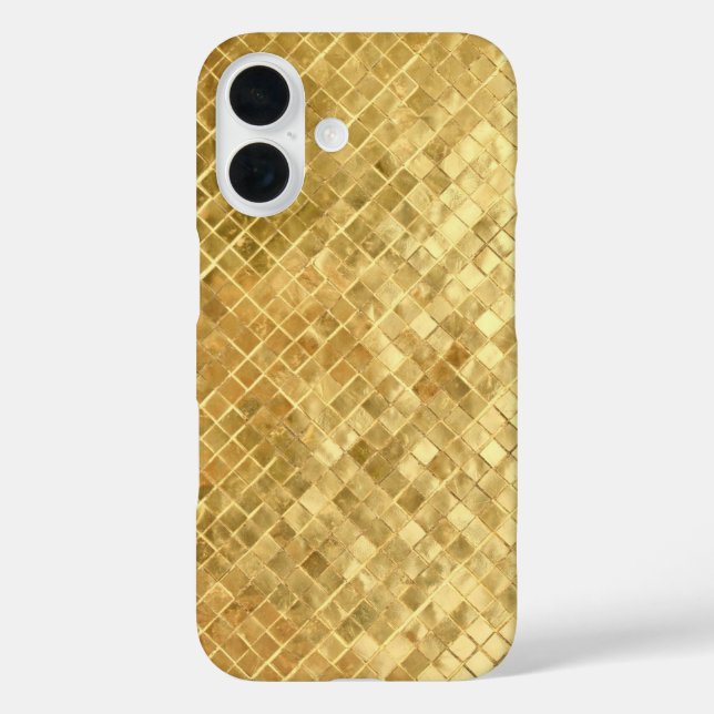 Funda iPhone 16 Tile texturizado dorado (Reverso )