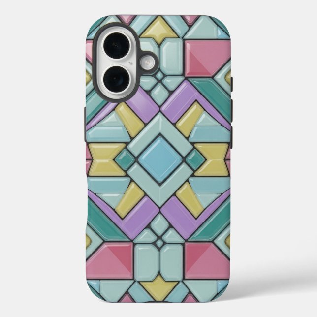 Funda iPhone 16 tiled pastel (Reverso )