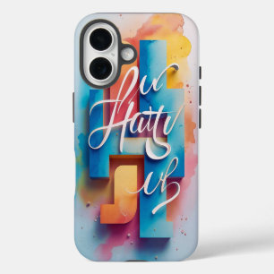 Funda iPhone 16 Tipografía 3D inspiradora - Gradien "Hate U"