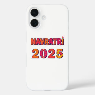 Funda iPhone 16 Tipografía colorida de celebración "NAVRATRI 2025"