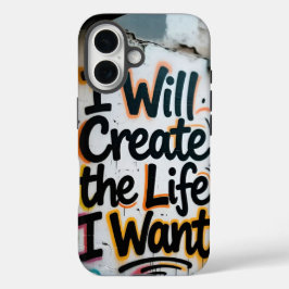 Funda iPhone 16 Tipografía de Arte Callejero Inspirador en Pared d