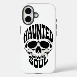 Funda iPhone 16 Tipografía de cráneo de alma embrujada