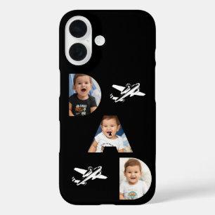Funda iPhone 16 Tipografía de PADRE, regalos de fotos, negro,minim