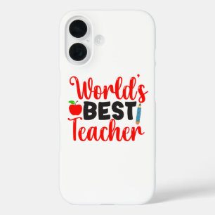 Funda iPhone 16 Tipografía del Mejor Profesor de Mundos Lindos