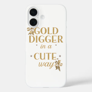 Funda iPhone 16 Tipografía dorada descarada con lazos florales