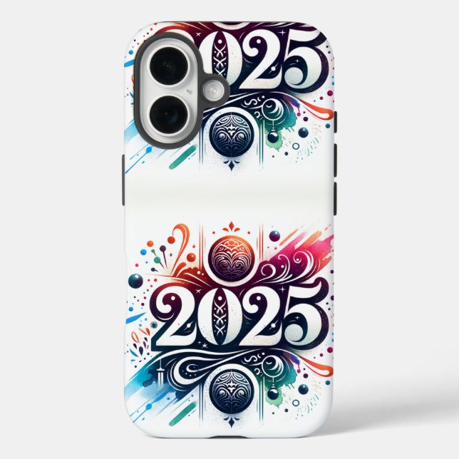 Funda iPhone 16 Tipografía elegante '2025' en caligrafía artística (Reverso )
