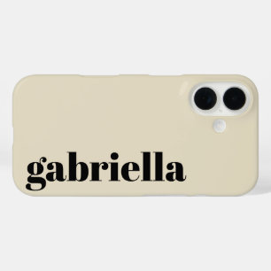 Funda iPhone 16 Tipografía Negra y Beige en Negrita Nombre Persona