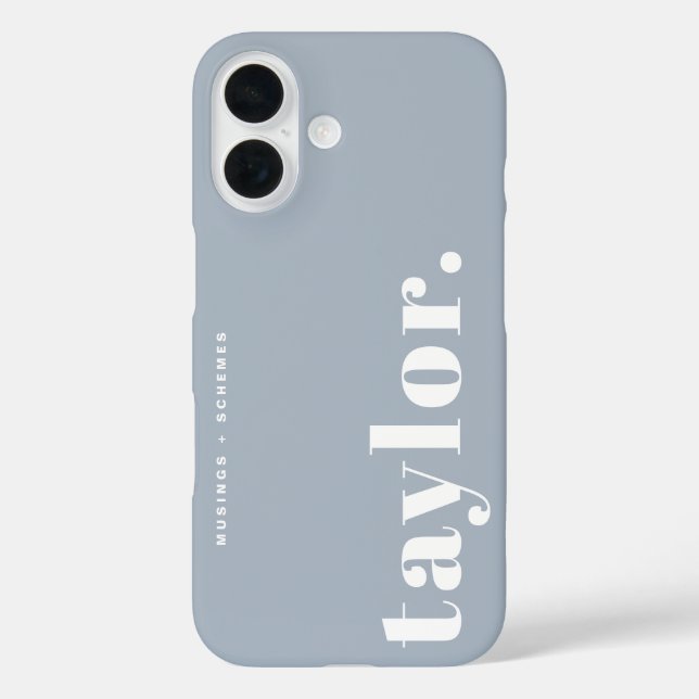 Funda iPhone 16 Tipografía retro azul turbio personalizada (Reverso )