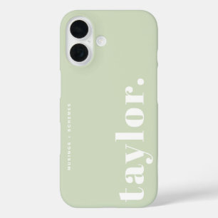Funda iPhone 16 Tipografía retro verde de la menta personalizada