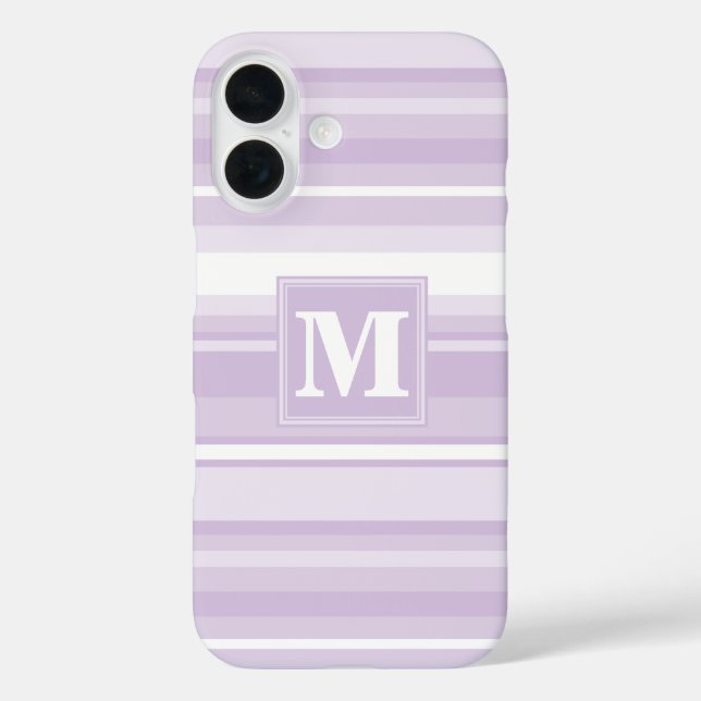Funda iPhone 16 Tiras moradas monogramo (Reverso )