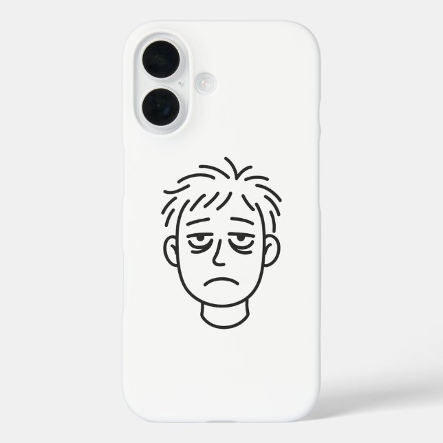 Funda iPhone 16 Tired Daily Mood Line Art iPhone 16 Case (Reverso )