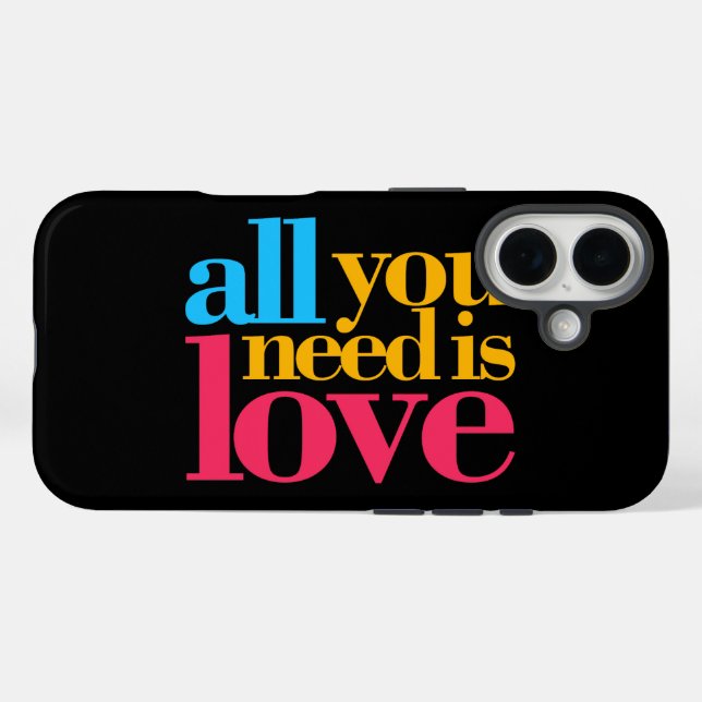 Funda iPhone 16 Todo lo que necesitas es amor (Reverso (Horizontal))