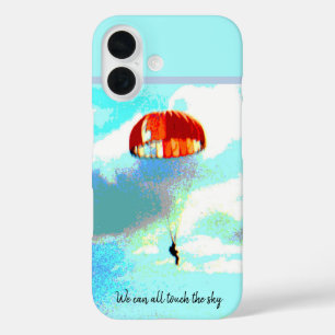 Funda iPhone 16 Todos podemos tocar el cielo, el paracaídas, inspi