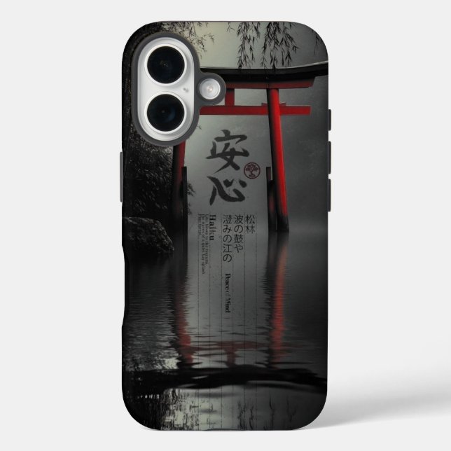 Funda iPhone 16 Torii Tranquilidad: Paz Mental en la Reflexión (Reverso )