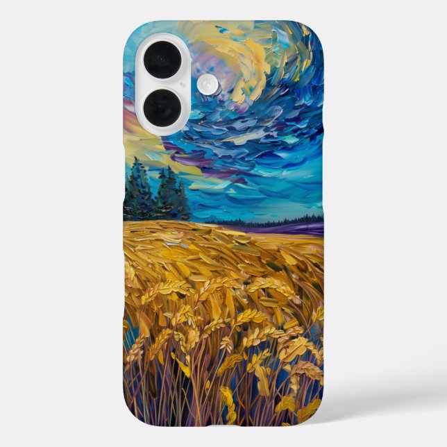 Funda iPhone 16 Tormenta sobre campos de trigo (Reverso )
