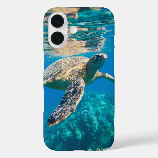 Funda iPhone 16 Tortuga marina nadadora (Reverso )